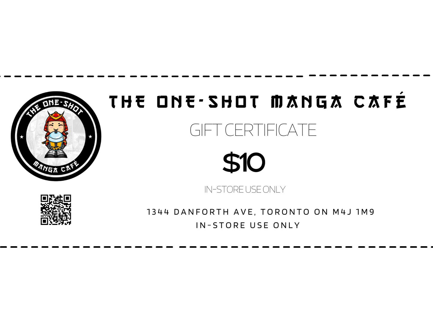 THE ONE-SHOT MANGA CAFE GIFT CERTIFICATE (FOR IN-STORE ONLY)