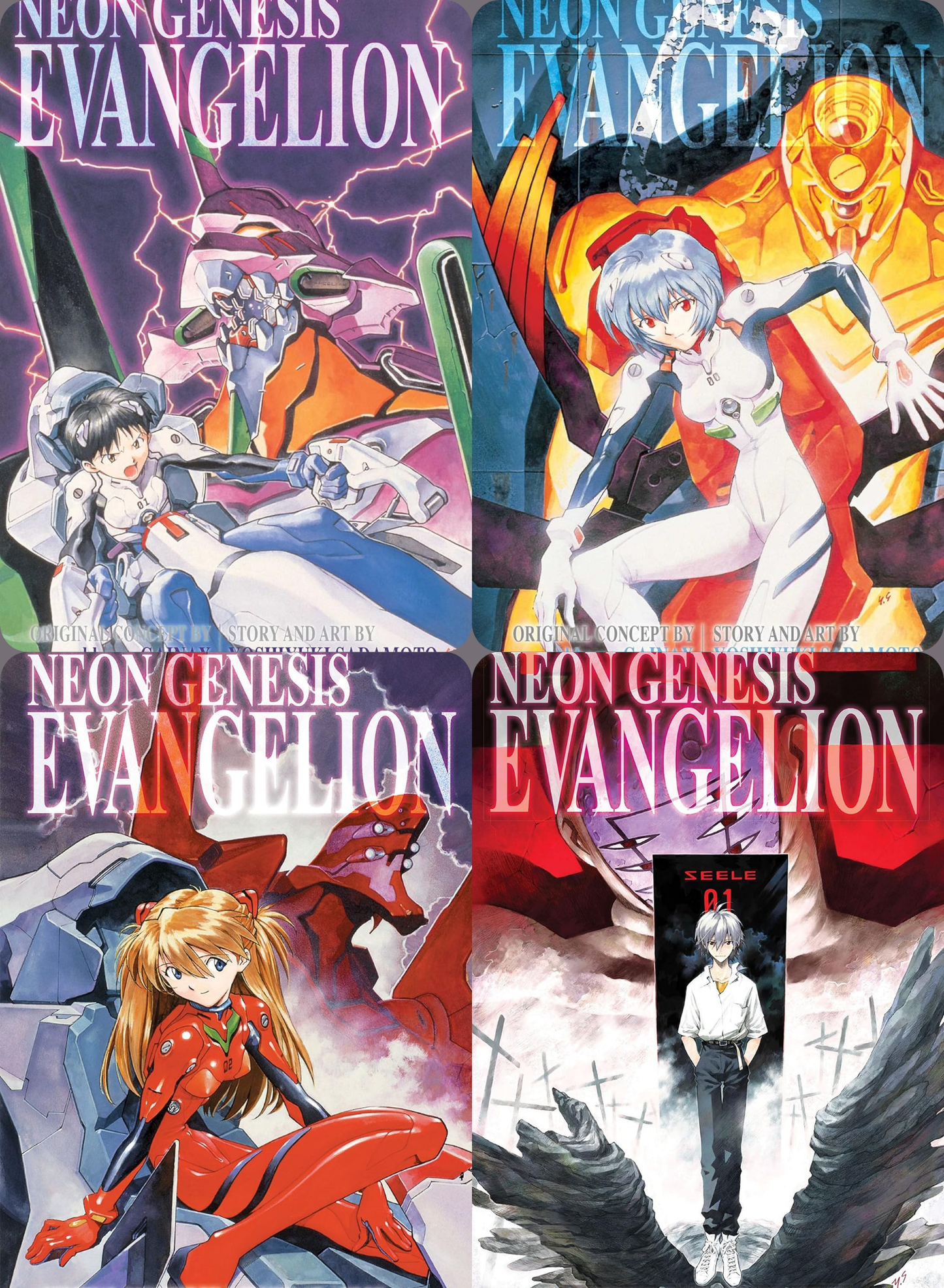 Neon Genesis Evangelion, Complete Omnibus Manga Set (Vol. 1-4)